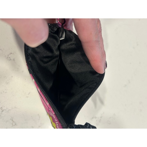 Vera Bradley Night and Day Floral Coin Purse ID Case Wallet Black Pink Zipper - Picture 6 of 6